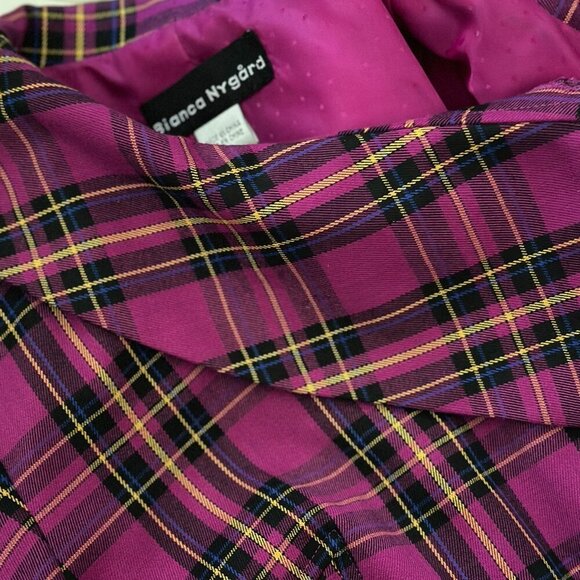 VINTAGE BIANCA NYGARD STUNNING TARTAN SHORT FITTED JACKET - Picture 13 of 13